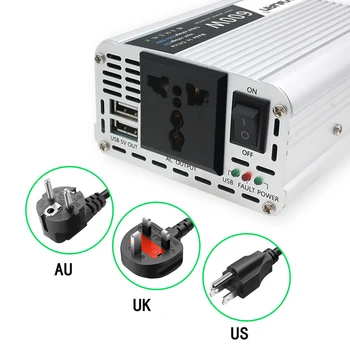 1200W Peak Universal Plug USB DC12V la AC 220V cu LED Indicator Masina Converter pentru Aparate de uz Casnic Invertor de Putere