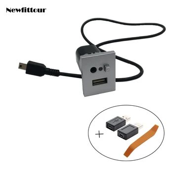 Argint Intrare USB Adaptor Cablu Mini USB Slot Interfață Comutator Buton pentru Ford Focus 2 mk2 2009 2010 2011