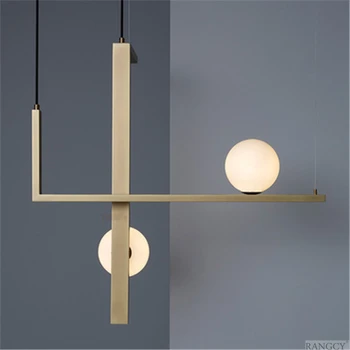 Designer postmodern candelabru lumina led-uri de lux de metal living lămpi sufragerie, dormitor Nordic simplă formă de L agățat lămpi