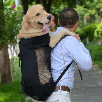 Pentru Câine Mare Câine De Companie Sac De Transport, Animale De Companie Câine Față Sac Nou Dublu Umăr Portabil Rucsac De Călătorie Plasă Rucsac Capul În Aer Liber