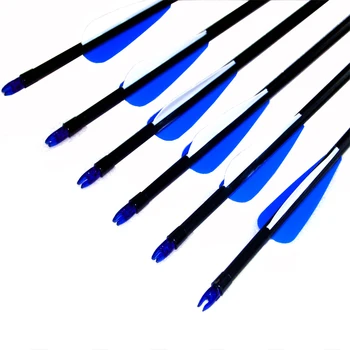6-30PK 28/29/30/31.5 inch fibra de sticla Săgeată la Țintă cu Săgeți Pentru Recurve Arcul cu săgeți de Fotografiere Albastru Pene albe