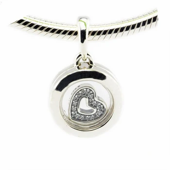 Mici Plutitoare Medalion Semnătura Pandantiv Rotund Clar CZ Inima Petite Farmece Argint pentru Femei Bratari Argint 925 De Bijuterii de Luare