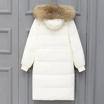 2018 brand de moda real rață jos cald gros parka strat de sex feminin guler de blană de Iarna cu gluga plus dimensiune mai gros în jos haina