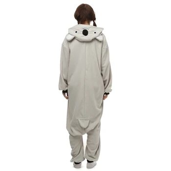 Adulți Polar Fleece Kigurumi Anime Cosplay Costum Gri Koala Animal Pijamale Pijama De Halloween, Carnaval, Bal Mascat Salopeta