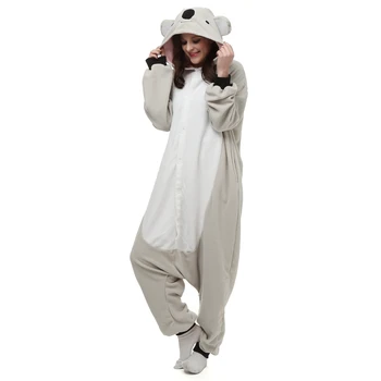 Adulți Polar Fleece Kigurumi Anime Cosplay Costum Gri Koala Animal Pijamale Pijama De Halloween, Carnaval, Bal Mascat Salopeta