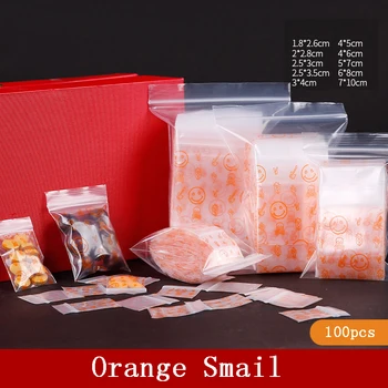 Orange Smiley 100buc Drăguț Fermoar de Plastic Sac de Pungi Mini Fermoar de blocare din Plastic Ambalaje Multi-dimensiune Fermoar Pastila de Ambalare Pungi
