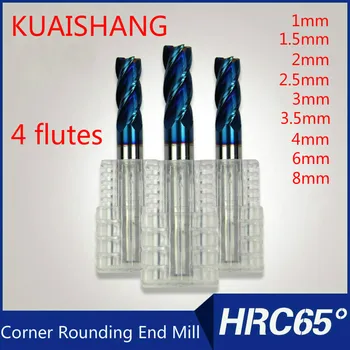 KUAISHANG 4-flaute 1-8mm Carbură Solidă de Rotunjire a colțurilor frezei CNC Milling Cutter HRC65 oțel de Tungsten biți router