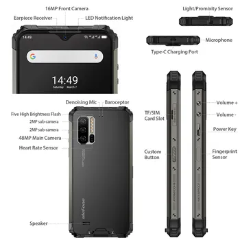 Ulefone Armura 7E, rezistent la apă, Smartphone Android de 10 4GB+128GB NFC Helio P90 IP68 5G WIFI 5500mAh Telefon Mobil Telefon Mobil