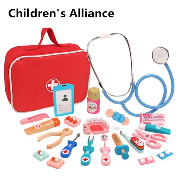 Lemn Pretinde Juca Medic de spital Educationa Jucarii pentru Copii de Simulare Medicina Piept Set pentru Copii Dezvoltare de Interes