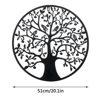 51cm Pomul Vieții Fier de Artă Acasă Agatat Ornament Nordic 3D Copac de Fier Rotund de Perete Agățat Decoratiuni de Arta de Perete Acasă Decorare
