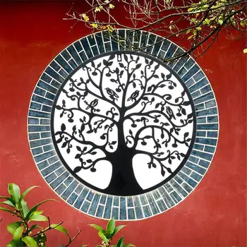51cm Pomul Vieții Fier de Artă Acasă Agatat Ornament Nordic 3D Copac de Fier Rotund de Perete Agățat Decoratiuni de Arta de Perete Acasă Decorare