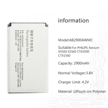 AB2900AWMC Pentru PHILIPS Xenium X5500 X1560 CTX5500 CTX1560 Bateria Telefonului Inteligent 2900mAh Pentru PHILIPS Xenium X5500 X1560 CTX5500