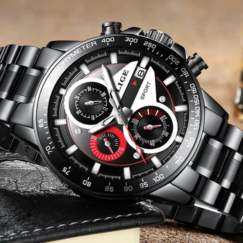 LIGE Mens Ceasuri de Top de Brand de Moda de Lux de Afaceri Cuarț Ceas Barbati Sport din Oțel Complet Impermeabil Negru Ceas relogio masculino