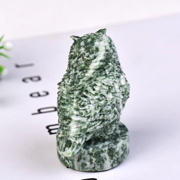Natural de Piatră Sculptate Bufnita Qing Hai Cui Jad Piatra Minerale-Specimen de Vindecare Cadou Meserii decor Acasă de Arta de Colectie Figurine 1 buc