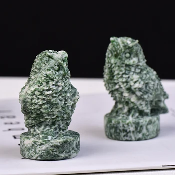 Natural de Piatră Sculptate Bufnita Qing Hai Cui Jad Piatra Minerale-Specimen de Vindecare Cadou Meserii decor Acasă de Arta de Colectie Figurine 1 buc