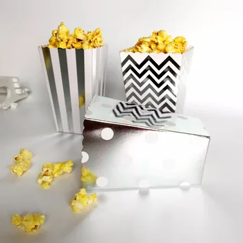 12pcs/lot Decor Nunta Consumabile Mini Popcorn Cutii Chevron Dot Bomboane cu Dungi tip Bufet în Favoarea Partidului de Hârtie Saci de Prada