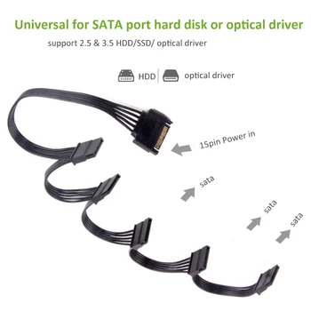 ULT-cele mai Bune SATA 15Pin M 1 la 5 SATA 15Pin F Hard Disk de Alimentare Splitter Cablu Cablu pentru PC DIY Sever de Alimentare cu 15 pini 60CM