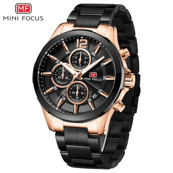 MINI FOCUS Afaceri Bărbați Ceasuri de Lux, Negru, din Oțel Inoxidabil Cuarț Ceas de Brand de Top Ceas de mână, Bărbat Ceas Relogios Masculino 0237