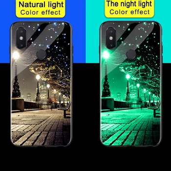 Luminos Cazuri de Telefon Pentru Xiaomi Mi 8 SE 8SE Mi8 Spațiu Noapte Strălucire de Sticlă Pentru Redmi Note 5 Pro Global Y2 Acoperi Shell