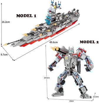 1136 buc 8 în 2 navă Navă de Război Model de Blocuri Robot Mașină Armura Mech Mini Figura Cărămizi Baieti Copii Jucării & Hobby-uri