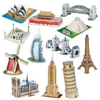 Cuvântul Faimoase Cladiri 3D Puzzle de Hârtie Turnul Eiffel Puzzle Asamblat Modelul Ambarcațiuni DIY Jucării Educative Pentru Copii pentru Adulti Cadouri