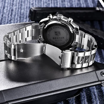 Noi cuarț ceasuri Barbati BENYAR top brand de ceasuri de lux bărbați rezistent la apă, cronograf om de afaceri sport ceasuri Reloj Hombre