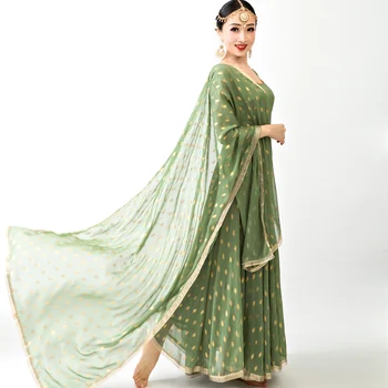 India Sarees Pentru Femeie Anna Dans De Performanță Salwar Kameez Rochie Frumoasă În Stil Etnic Mătase Bronzare India Rochie