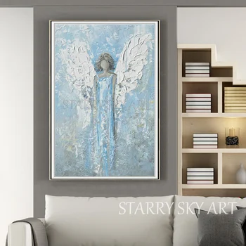 Artist de Mână-pictat de Înaltă Calitate Înger Abstracte Pictura in Ulei pe Panza Frumos Abstractă, Angel Pictura pentru Camera de zi