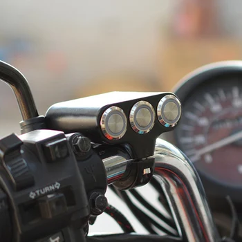 Motocicleta Comutator Ghidon 22mm Monta Întrerupătoare de Faruri de Pericol de Frână Lumină de Ceață ON-OFF din Aliaj de Aluminiu Cu Indicator DIY Negru