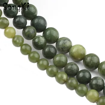 Naturale A++ Rotund Verde Canada Jades Piatra Margele Vrac Pentru a Face Bijuterii DIY Brățară Colier Alege Dimensiunea 6/8/10/12mm 15 Cm