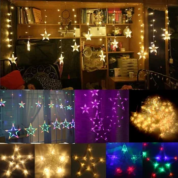 2,5 M LED Star Șir Lumina 138 Led-uri de Crăciun Decorativ, Lampa de Vacanță Petrecere de Nunta Cortina Șir de Lumini de Basm rezistent la apa