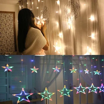 2,5 M LED Star Șir Lumina 138 Led-uri de Crăciun Decorativ, Lampa de Vacanță Petrecere de Nunta Cortina Șir de Lumini de Basm rezistent la apa
