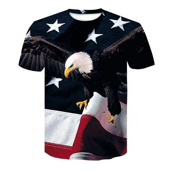 3D steagul American sexy cu mânecă scurtă de imprimare T-shirt design elegant pentru bărbați și femei de vară confortabil guler rotund tricou casual