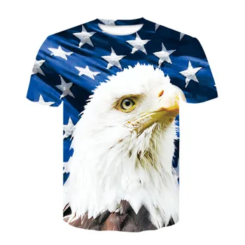 3D steagul American sexy cu mânecă scurtă de imprimare T-shirt design elegant pentru bărbați și femei de vară confortabil guler rotund tricou casual