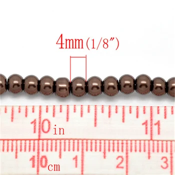 Doreen Cutie de Cafea de Sticlă Rotundă Pearl Margele de 4mm Pentru DIY Brățară Colier de Bijuterii a Face Constatări cu Ridicata 82cm lungime, 5 fire