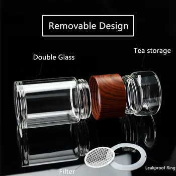 De Înaltă Calitate Dublu Sticlă De Apă Cu Care Se Bea Ceai Sticla Cu Infuzor Pahar Drinkware Waterbottle Eco-Friendly