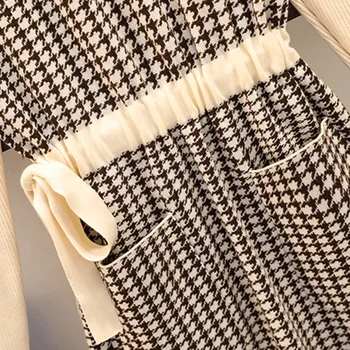 Plus Dimensiune Femei Pulover Cald gros Rochie de Iarna 2020 Vintage Maneca Lunga Mozaic Carouri Vrac Rochie din Tricot pentru femei vestidos