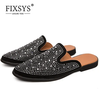 FIXSYS Fierbinte de Vânzare Mens Catâri Usoare Jumătate de Pantofi pentru Om Respirabil Slip-on Papuci de casă Diamond Design Jumătate Mocasini Exterior Apartamente