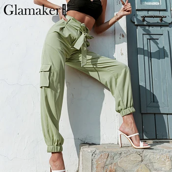 Glamaker Verde vrac casual bandaj pantaloni Primavara-vara femei vacanță salopete 2021 nou de sex feminin de înaltă talie pantaloni