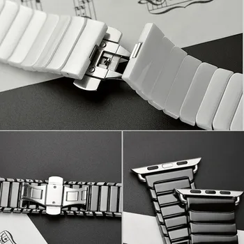 Ceramica Curea pentru Apple Watch Band 6 44mm 40mm iwatch trupa 42mm 38mm Lux din oțel Inoxidabil, catarama bratara Apple watch se 5 4 3
