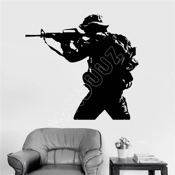 WXDUUZ de Vinil de Perete Decal Soldat, Armă de Război Militar Autocolante Murale Poster Autocolant de Perete Decor Acasă Design Modern B191