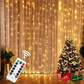 3x3 LED-uri de Crăciun Ghirlanda de Lumini Zână Telecomanda Perdea de Lumini Șir Pentru Acasă/Dormitor Decor în aer liber Lumini de Vacanță