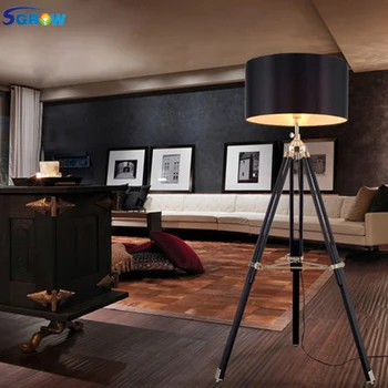 SGROW Modern Material Abajur Lampa de Podea Arta Retro Trepied de Lemn în Picioare, Corpuri de Iluminat pentru Living, Dormitor, Sufragerie