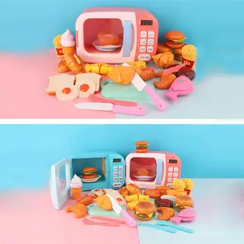 Nouă Copii Jucărie de Bucătărie, cuptor cu Microunde Joaca Set Electrice de Distribuție de Simulare Vase de Bucătărie Pretinde Joc Set Pentru Copil Ziua de nastere Cadou