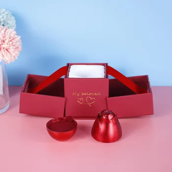 Creatie Ziua Îndrăgostiților Bijuterii Cutie de Ambalaj de Metal de Simulare a Crescut Cutie de Inel pentru Iubita, Cadou de Aniversare, Cadou Valentine