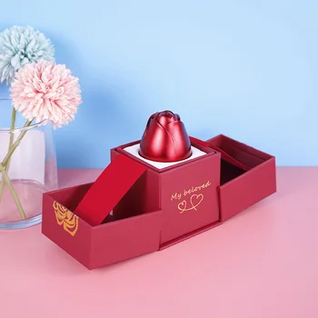 Creatie Ziua Îndrăgostiților Bijuterii Cutie de Ambalaj de Metal de Simulare a Crescut Cutie de Inel pentru Iubita, Cadou de Aniversare, Cadou Valentine