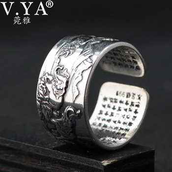 V. YA 990 Bijuterii de Argint Pur Sutra Versiunea Wide Open Inel Pentru Elefant de sex Feminin de Moda Gratuit Dimensiune Budiste Inima Sutra Inel
