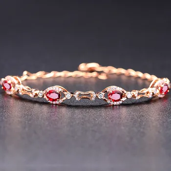 A crescut de aur s925 cristal roșu bratari de lanț pentru femei ruby pietre pretioase de lux placat cu diamante bijoux bijuterii de moda de Craciun cadou