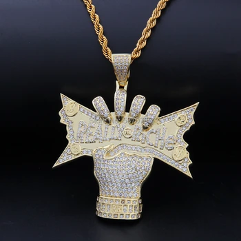 Hip hop semn dolar bani alamă pandantiv placat cu aur zircon pandantiv colier