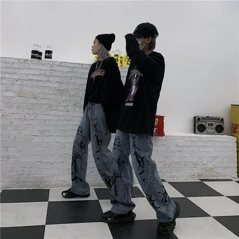 Toamna rece Japonia de Brand Chic Femei Pantaloni Unisex Hip Hop Pantaloni Joggers talie Mare salopete largi Pantaloni casual Femei